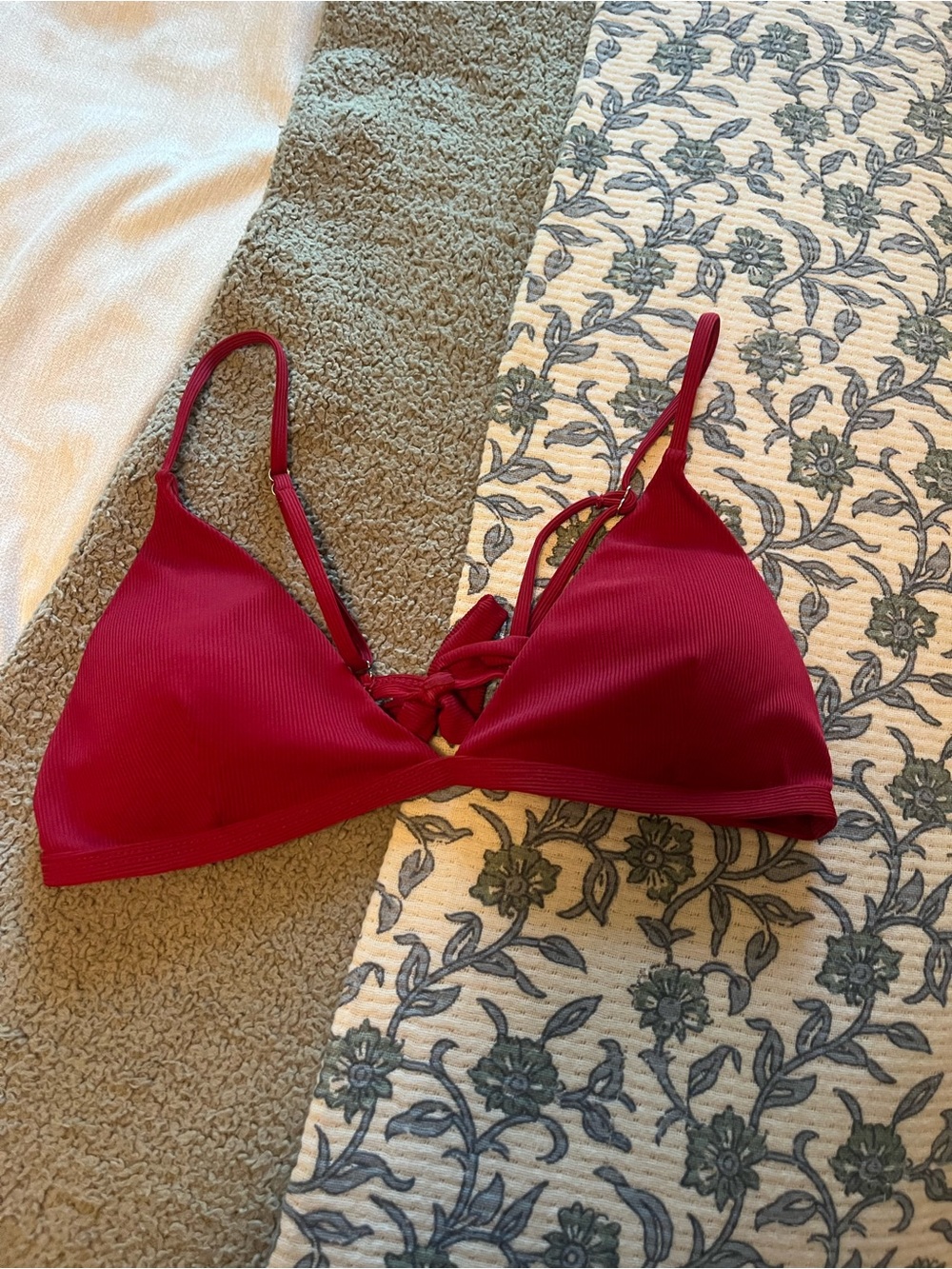 Women's Ribbed bikini top - Deep Berry
